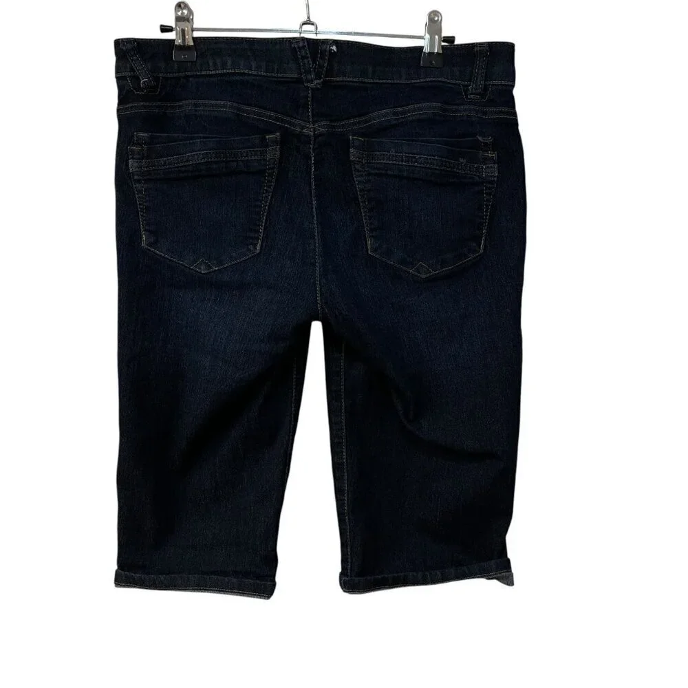 Democracy Womens Ab-solution Whiskered Bermuda Shorts Size 6 Dark Wash 14” - Picture 5 of 6